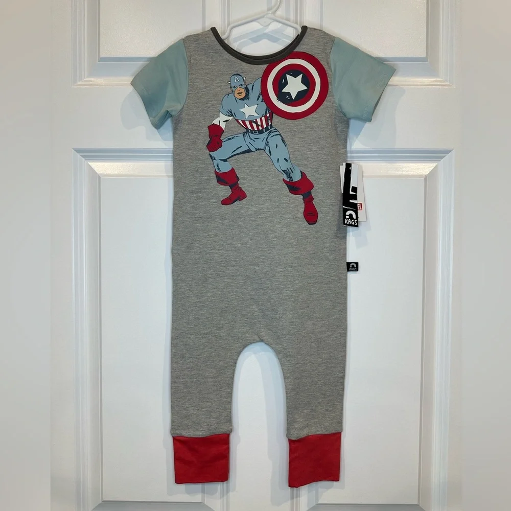 Rags Marvel Captain America Romper‎ Size 18-24 months NWT